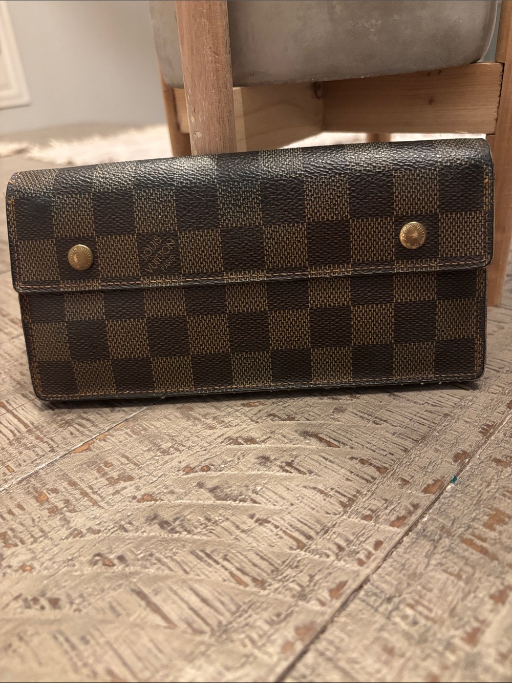 Louis Vuitton Damier Ebène Checker Continental Wallet Wristlet